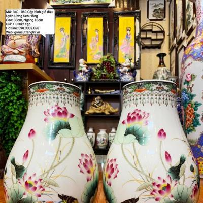 CẶP BÌNH GIỎ DÂU UYÊN ƯƠNG SEN HỒNG